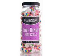 Original Love heart Mini Rolls Retro Sweets Gift Jar By Berrymans Sweet Shop - Classic Sweets, Traditional Taste.