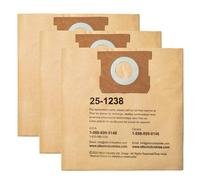 Original Manufacturer Filter Bags AT25-1238 for Porter-Cable and Stanley Wet/Dry Vacuum PCX18301-4B SL18301-3B - 3 Pack