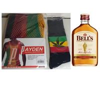 Original Mesh Marina, Socks & Alcohol Gift Box | Hamper | Christmas Gifts | Birthday Gift | Original Mesh Marina| Gifts for Him | Caribbean Gifts (Bell's Original Whisky 20cl, Extra -Large)