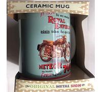 Original Metal Sign Co Royal Enfield Meteor 700 Motorbike Classic Retro Art Ceramic Mug in Gift Box