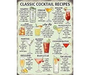 Original Metal Signs Classic cocktail recipes Large Metal Sign, 40cm x 30cm