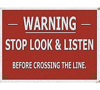 Original Metal Signs Stop Look Listen Large Metal Sign, 40cm x 30cm