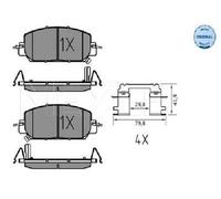 Original MEYLE Brake Pad Set Disc Brake 025 227 9717 for Honda