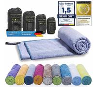 Original microfiber backpack sports towel for women and men travel towel extremely quick-drying sports beach and bath towel absorbent, light and antibacterial different sizes (60 x 30 cm, Blue-Grey)