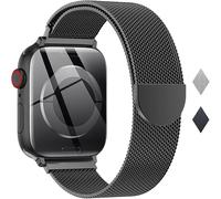 Original Milanese Loop Compatible with Apple Watch Straps 42mm 44mm 45mm 49mm Women & Men, Magnetic Clasp Adjustable Metal Bands for iWatch Series 11 10 9 8 7 6 5 4 2,Ultra 3,SE 3. (black)