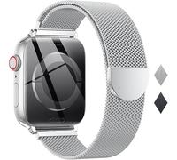 Original Milanese Loop Compatible with Apple Watch Straps 42mm 44mm 45mm 49mm Women & Men, Magnetic Clasp Adjustable Metal Bands for iWatch Series 11 10 9 8 7 6 5 4 2,Ultra 3,SE 3. (silver)