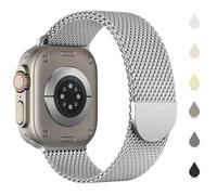 Original Milanese Mesh Buckle Compatible with Apple Watch Band 42mm 44mm 45mm 46mm 49mm 38mm 40mm 41mm Men Women Stainless Steel Mesh Strap for, silver, 42mm(Series 3 2 1)/44mm/45mm/46mm/49mm
