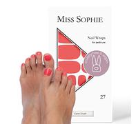 Original Miss Sophie Pedi Wraps I Coral Crush Pedicure I 27 Ultra Thin Nail Polish Strips Plain Coral I For Toenails I Sticks to Natural as well as Varnished, Acrylic, Gel & Shellac Nails