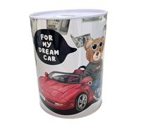 Original Money Box with Style and Message Large Piggy Bank for Adults Money Box Tin Gift XL Piggy Bank (15 x 10, Bear Dream Car)