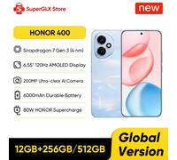 Original New Global Version HONOR 400 5G Smartphone Snapdragon 7 Gen 3 6.55" 120Hz AMOLED Display 200MP 6000mAh 80W SuperCharge 12GB 512GB Blue