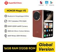 Original New HONOR Magic V5 Global Version 5G Foldable LTPO OLED 120Hz Display 7.95" 50MP Cameras Snapdragon 8 Elite 5820mAh 66W Ivory White