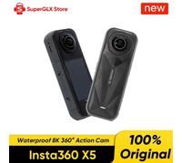 Original New Insta360 X5 Waterproof 8K 360° Action Cam Lenses 8K30fps 360° Video X5 Action Camera Wind Guard 185mins Run Life