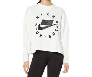 ORIGINAL NIKE AR3052 NSW FT BF FLEECE CREW SWEATSHIRT. WHITE & BLACK, SMALL, NEW