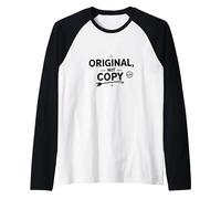 Original, Not Copy: Stand Out Authenticity Statement Raglan Baseball Tee, Men, Black/White, L