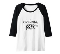Original, Not Copy: Stand Out Authenticity Statement Raglan Baseball Tee, Women, Black/White, M