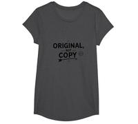 Original, Not Copy: Stand Out Authenticity Statement T-Shirt, Girls, Dark Heather Grey, Medium
