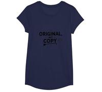 Original, Not Copy: Stand Out Authenticity Statement T-Shirt, Girls, Navy, Medium