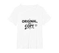 Original, Not Copy: Stand Out Authenticity Statement T-Shirt, Women's Plus, White, 4X