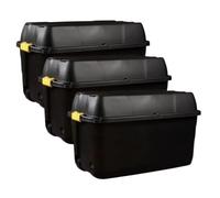 Original Organics 175L Heavy Duty Storage Box with Wheels and Lid - Black, Large Lockable Storage Trunk for Garden, Garage and Home, Mobile Storage for Tools, Equipment and Household Items - Set of 3