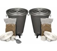 Original Organics 2 X 27L Bokashi Compost Bins - Twin Indoor Kitchen Composting Kit With 2Kg Bran