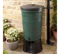 200L Garden Water Butt Rainwater Harvesting System with Stand, Tap, Lid and Diverter - Recycled Plastic Water Storage - Eco Friendly Rain Collector- Includes a free 500ml Water Butt Treatment