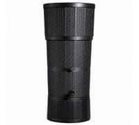 150L Graphite Rattan Wicker Effect Water Butt with Stand, Tap & Strata Diverter Kit - Garden Rainwater Collector