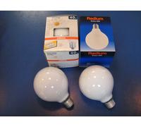 New Radium Globe G95 Soft White E27 40W Opal Light Bulb 95mm Dimmable [EEK: G]