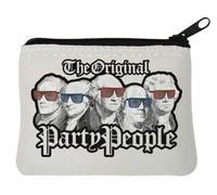 Original Party People Founding Fathers Neoprene Coin Purse Pouch 10x11cm White