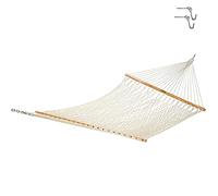 Original Pawleys Island 14OC Original Cotton Rope Hammock with Extension Chains and Tree Hooks, Handmade in the USA, Sleeps 2 People, Weight Capacity 204.1