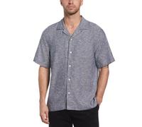 Original Penguin Mens Dark Sapphire Short Sleeve Camp Linen Ecovero Shirt