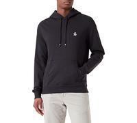 Original Penguin Men's L/S Sticker PETE Pullover Fleece Hoodie Hooded Sweatshirt, True Black, Medium