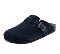 Original Penguin Men's Leather Suede Clogs with Adjustable Buckle Strap and Cork Footbed Comfort Mules, Navy, 5 UK