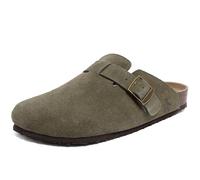 Original Penguin Men's Leather Suede Clogs with Adjustable Buckle Strap and Cork Footbed Comfort Mules, Olive, 6 UK