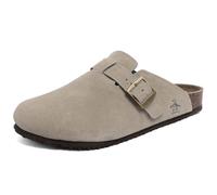 Original Penguin Men's Leather Suede Clogs with Adjustable Buckle Strap and Cork Footbed Comfort Mules, Light Taupe, 7 UK