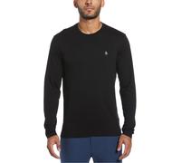 Original Penguin Mens Long Sleeve Crew T-Shirt in True Black - Size X-Small