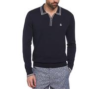 Original Penguin Mens Ls Quarter Zip Polo Dark Sapphire XXL