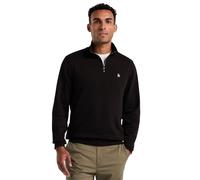 Original Penguin Mens Org Flc Qtr Zip Stic Sweatshirt, True Black, XL UK