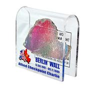 Original Piece of the Berlin Wall in Checkpoint Charlie Motive Souvenir in Acryl Glass