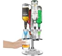 Original Products Final Touch LED Rotary 4 Bottle Bar Caddy, Silver