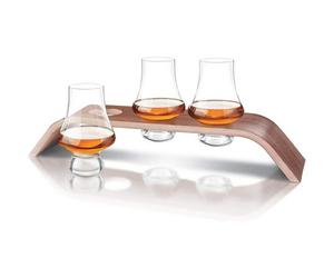 Original Products Final Touch Set Of 3 Lead-Free Crystal Glasses With Aspen Wood Levitation Stand