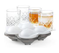 Final Touch Yarai Shiver Ice Ball Shots - Set of 4 Shot Glasses with Ice Ball Moulds - Handcrafted Lead-Free Glass, 1.5" Ice Balls, Japanese Yarai Design, 2.5 oz Capacity (GG9014)
