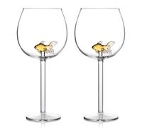 Original Products Set Of 2 Bar Bespoke Goldfish Wine Glass - Clear