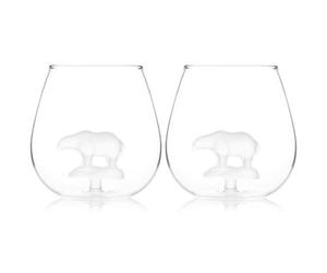 Original Products Set Of 2 Bar Bespoke Polar Bear In A Glass 500Ml - Clear