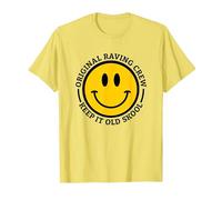 Original Raving Crew Keep it Old Skool Rave and Raver T-Shirt, Men, Lemon Yellow, 3X-Large