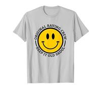 Original Raving Crew Keep it Old Skool Rave and Raver T-Shirt, Men, Silver Grey, X-Large