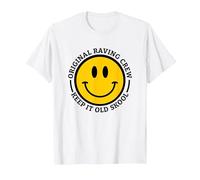 Original Raving Crew Keep it Old Skool Rave and Raver T-Shirt, Men, White, Medium