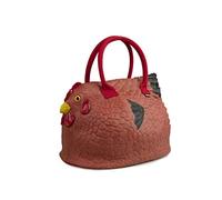 Original Reddish Brown Chicken Handbag Cute Hen Purse Tote Bag Novelty for Women.