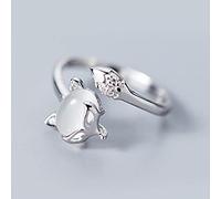 Original Ring 925 Sterling Silver Little Fox Finger Rings For Women Girls Crystal Cz Rings Wedding Party Open Rings Jewelry