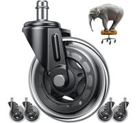Original Rollerblade Office Chair Wheels Heavy Duty Rubber Caster Wheels Quiet Rolling Casters - Safe for Hardwood Floors & Carpet - Easy Installation with Universal Fit - Set of 5