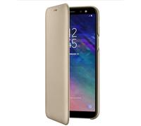 Samsung Original Protective Flip Wallet Cover Case with Card Slot for Galaxy A6, Gold